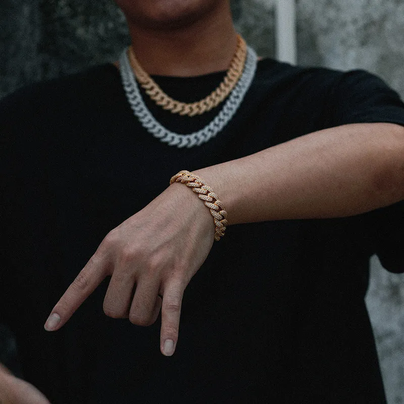 15mm Iced Out Box Clasp Cuban Chain