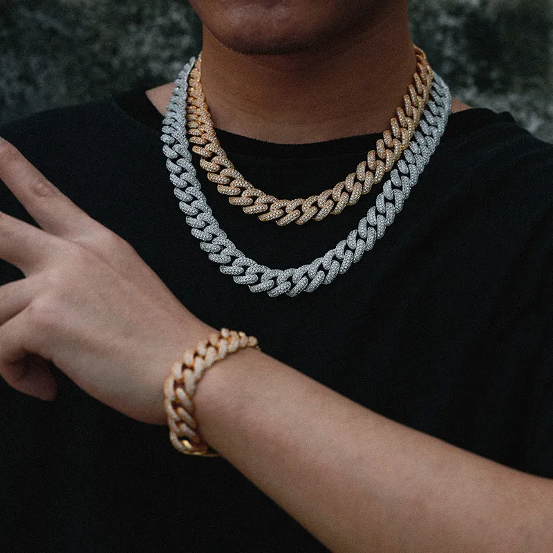 15mm Iced Out Box Clasp Cuban Chain