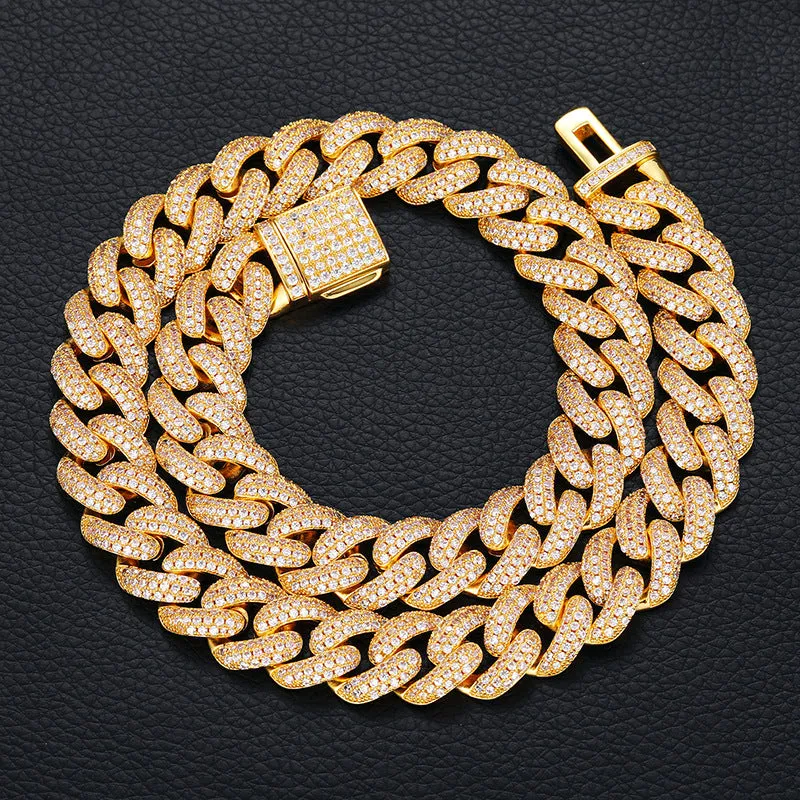 15mm Iced Out Box Clasp Cuban Chain