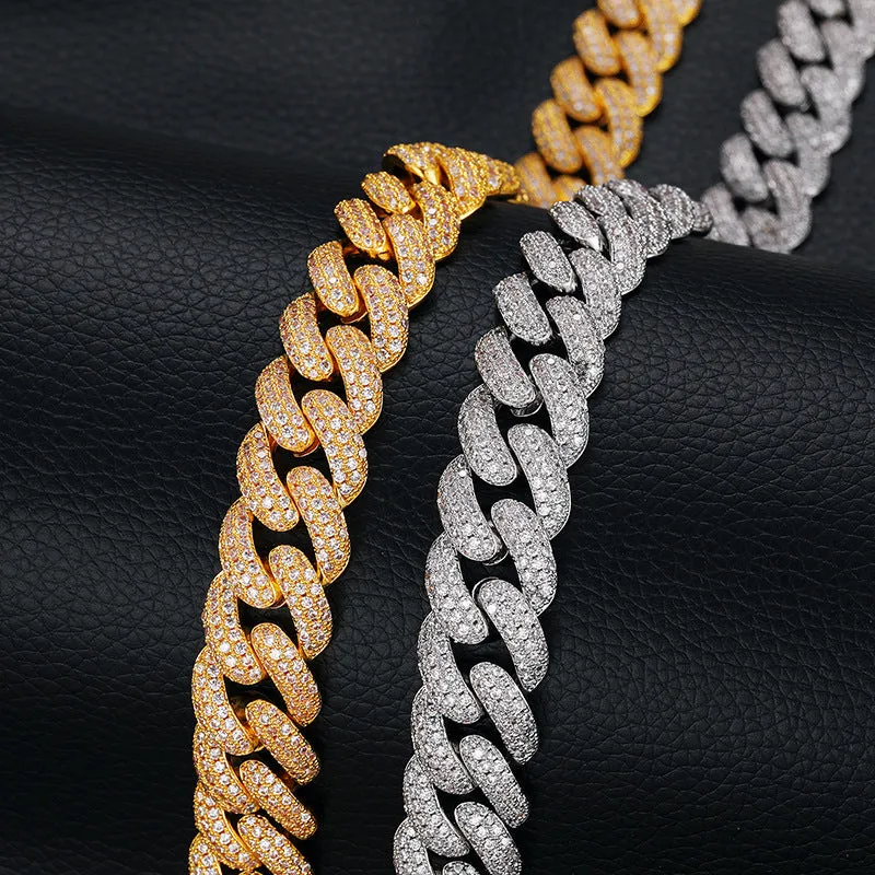 15mm Iced Out Box Clasp Cuban Chain