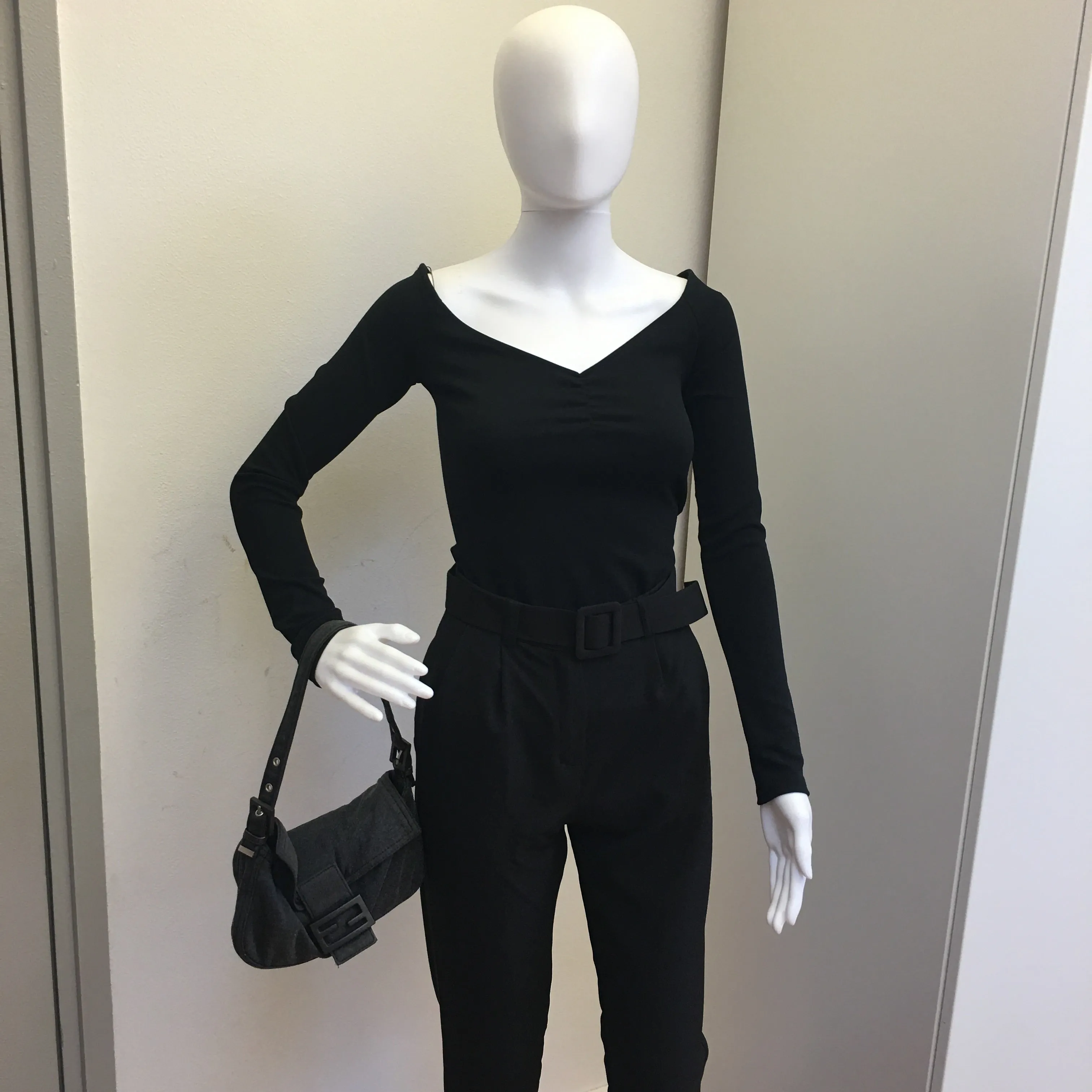 FENDI Baguette Shoulder Bag in Grey Fabric