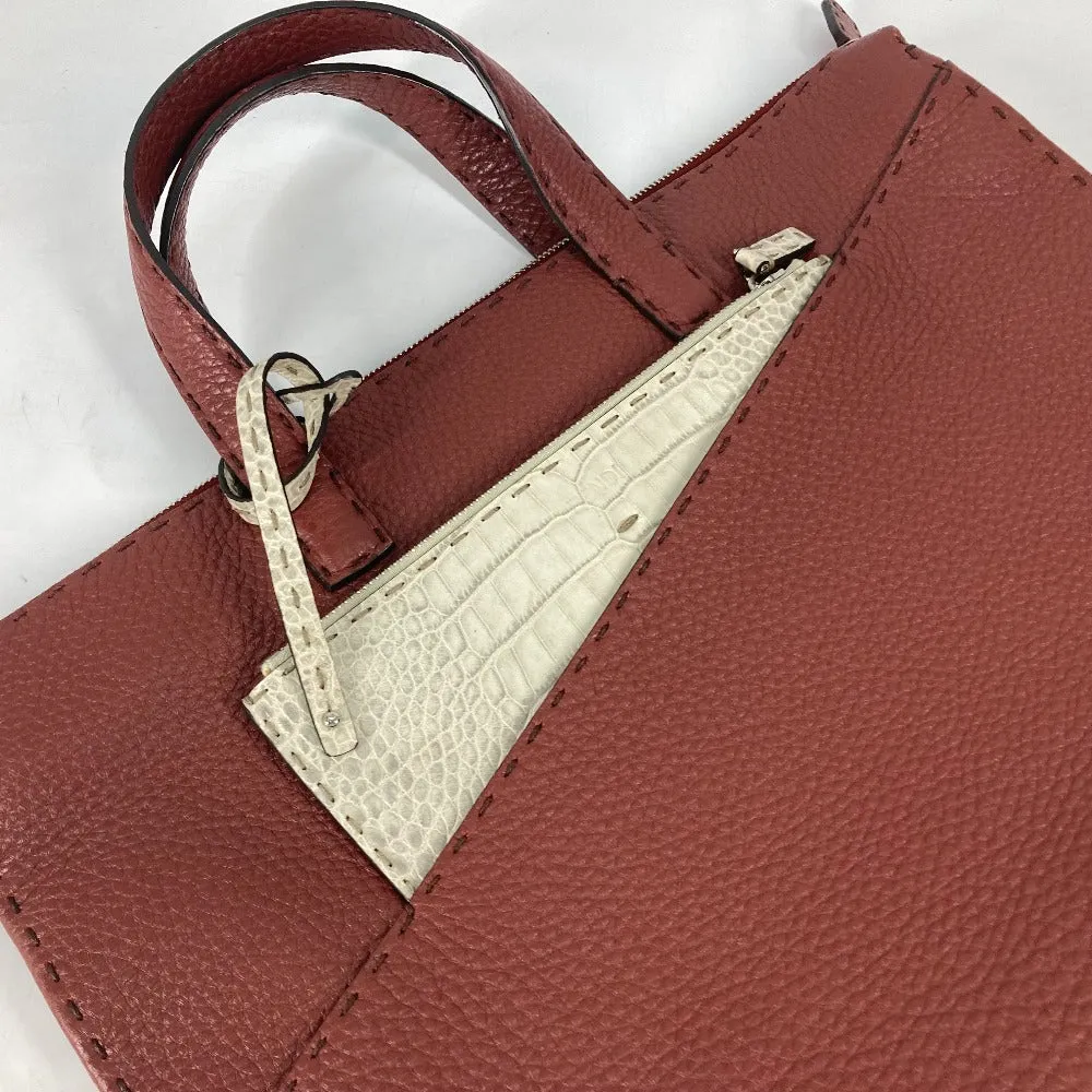 FENDI Business bag leather Brown Handbag Celeria mens Used