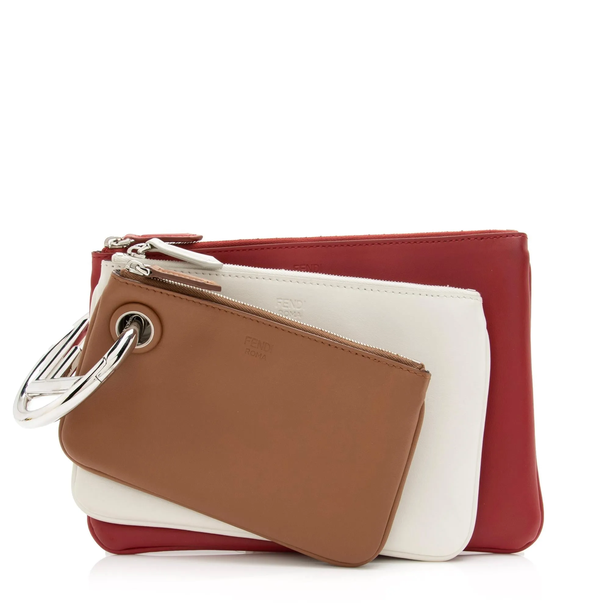Fendi Calfskin F is Fendi Triplette Pouch Set (SHF-23922)