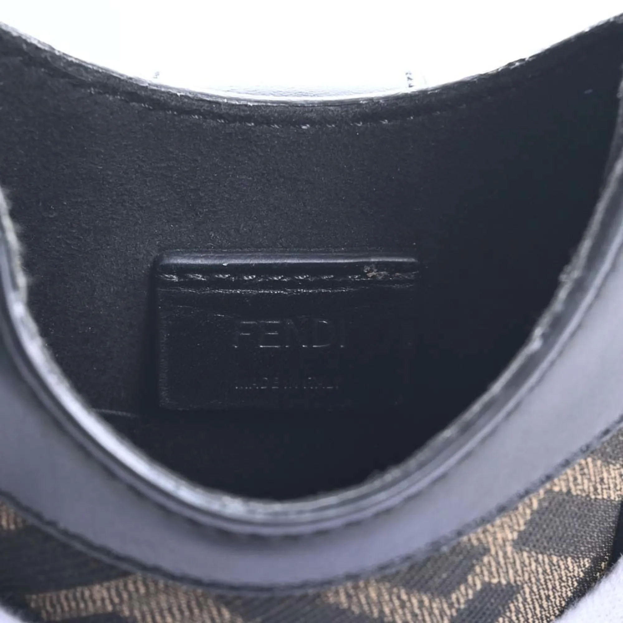 FENDI Canvas Leather FF Motif Smartphone Bag Shoulder 7AR944 Black Ladies