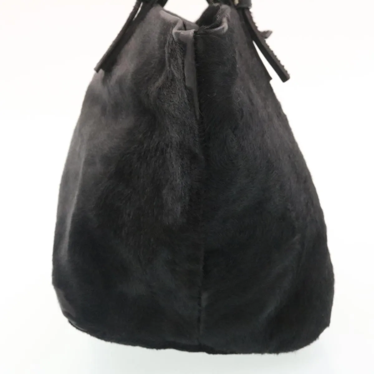FENDI Hand Bag Unborn Calf SkinLeather Black Auth ar6571