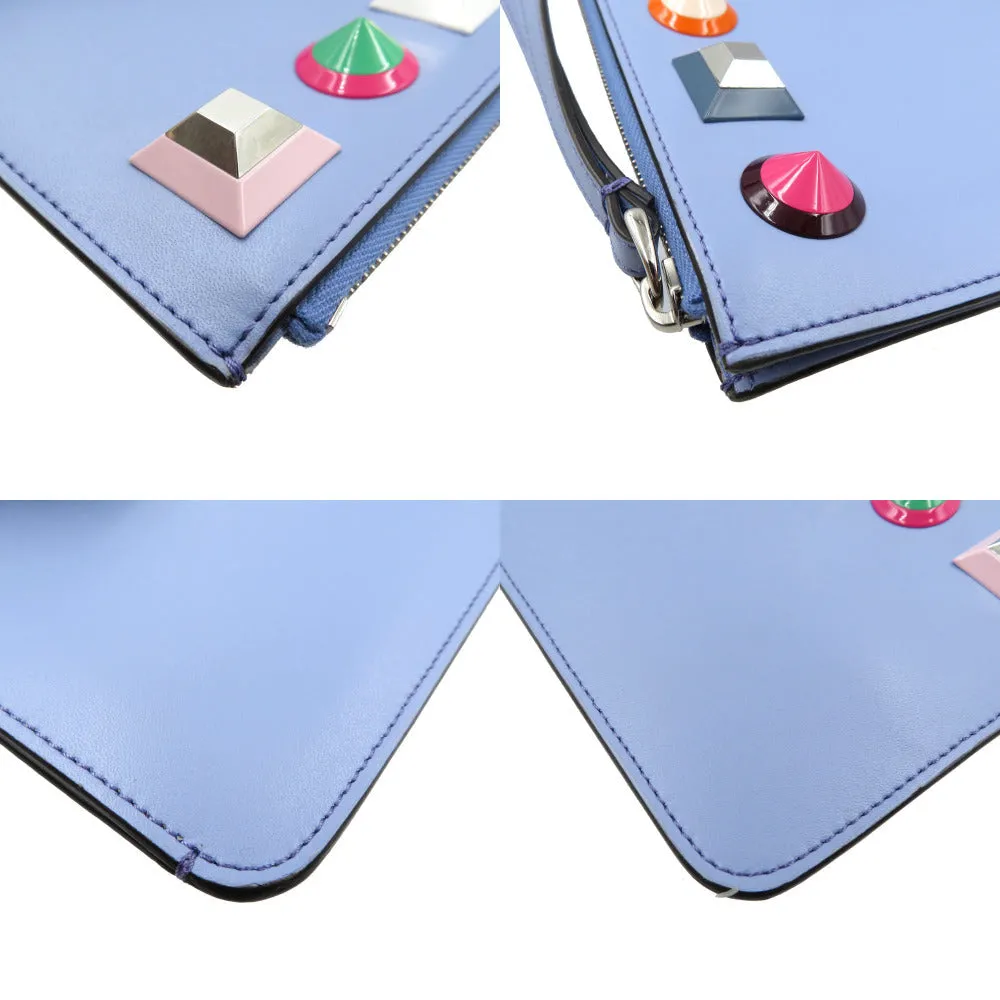 FENDI Pouch 8M0341 leather blue Multi studs Women Used