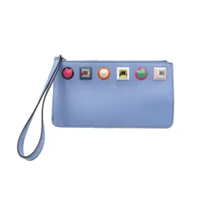 FENDI Pouch 8M0341 leather blue Multi studs Women Used