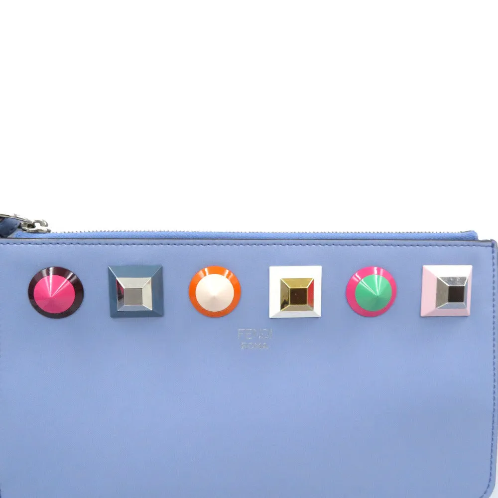 FENDI Pouch 8M0341 leather blue Multi studs Women Used