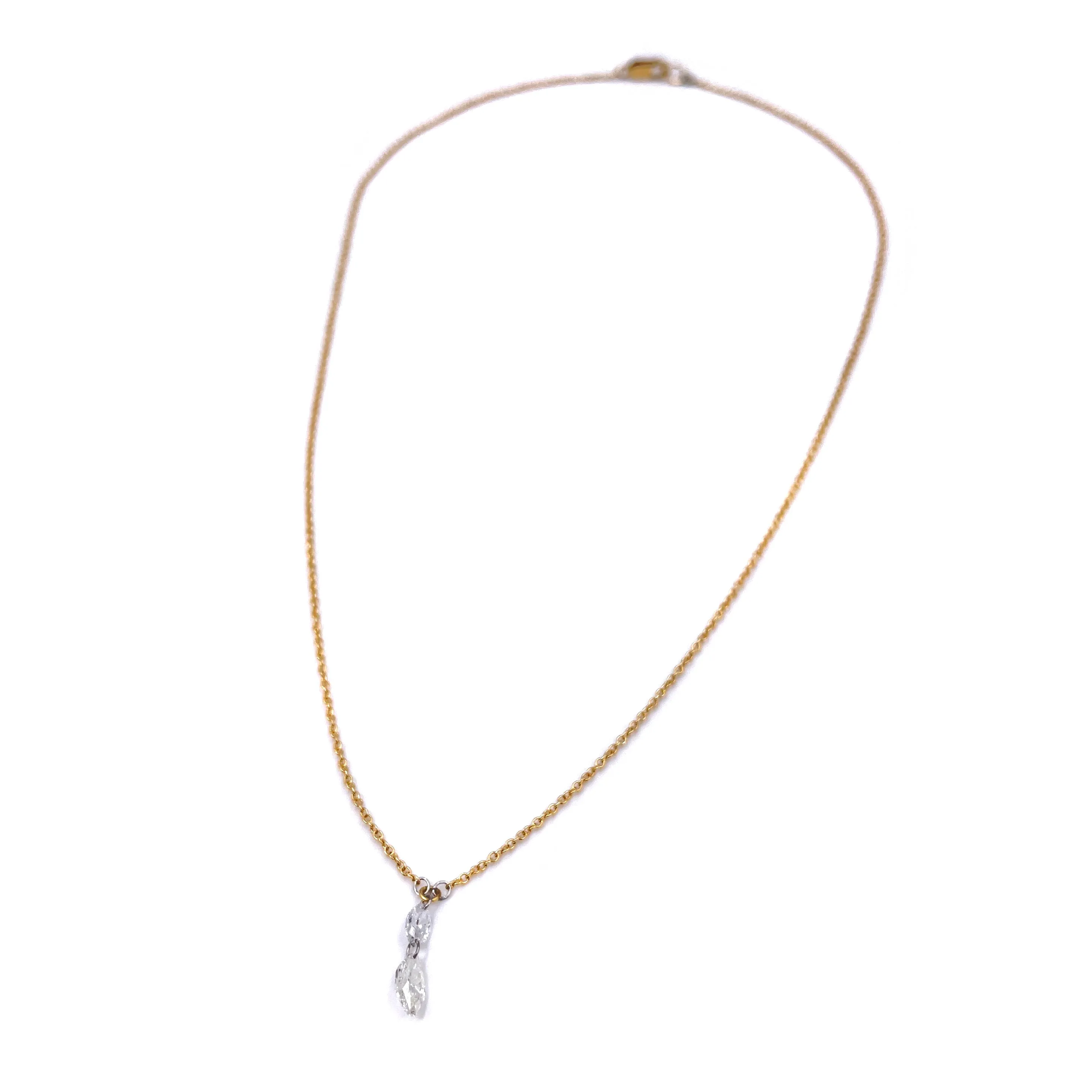 Floating Diamond Necklace, Double Marquise