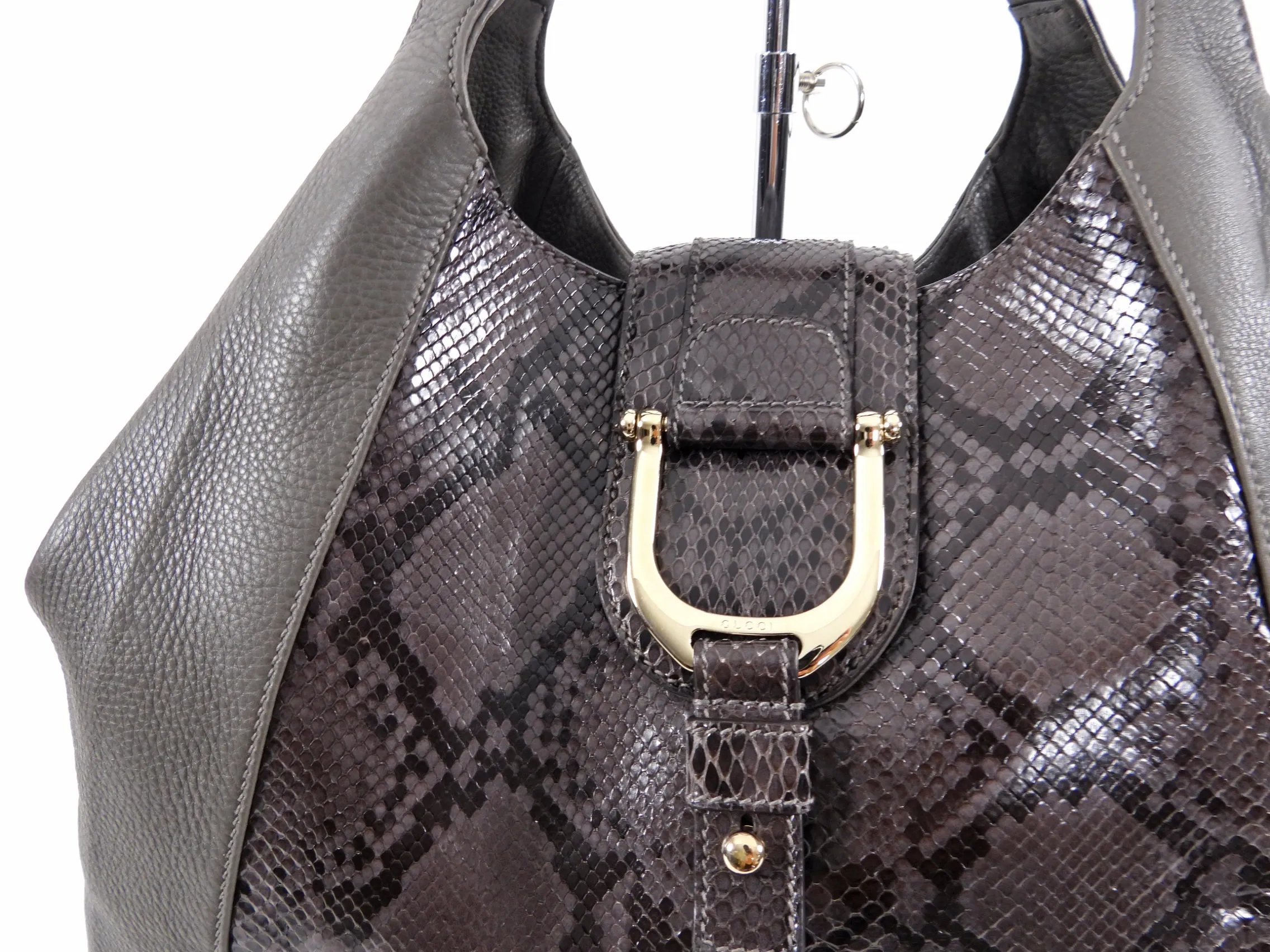 Gucci Grey Greenwich Python Hobo Bag
