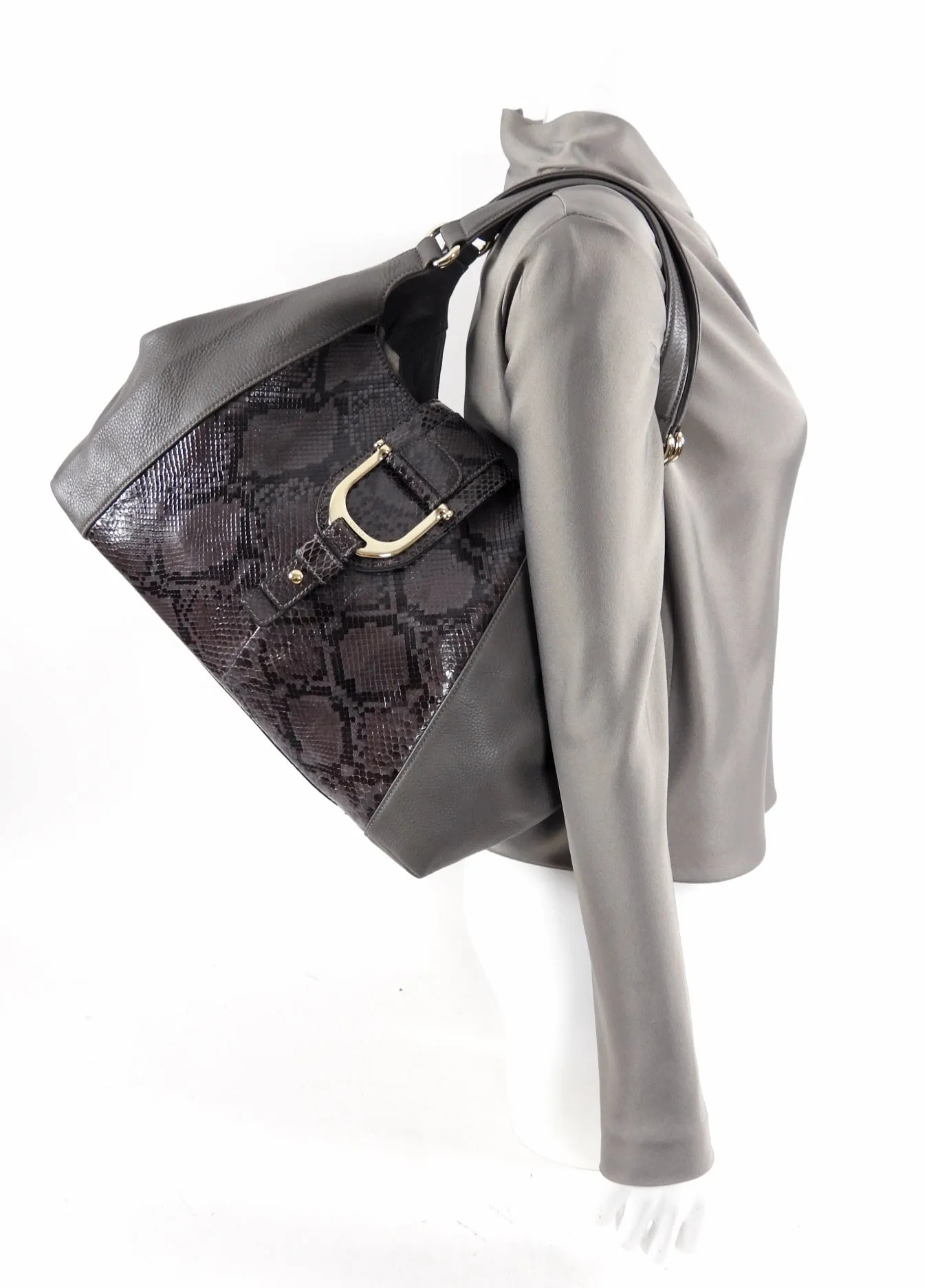 Gucci Grey Greenwich Python Hobo Bag