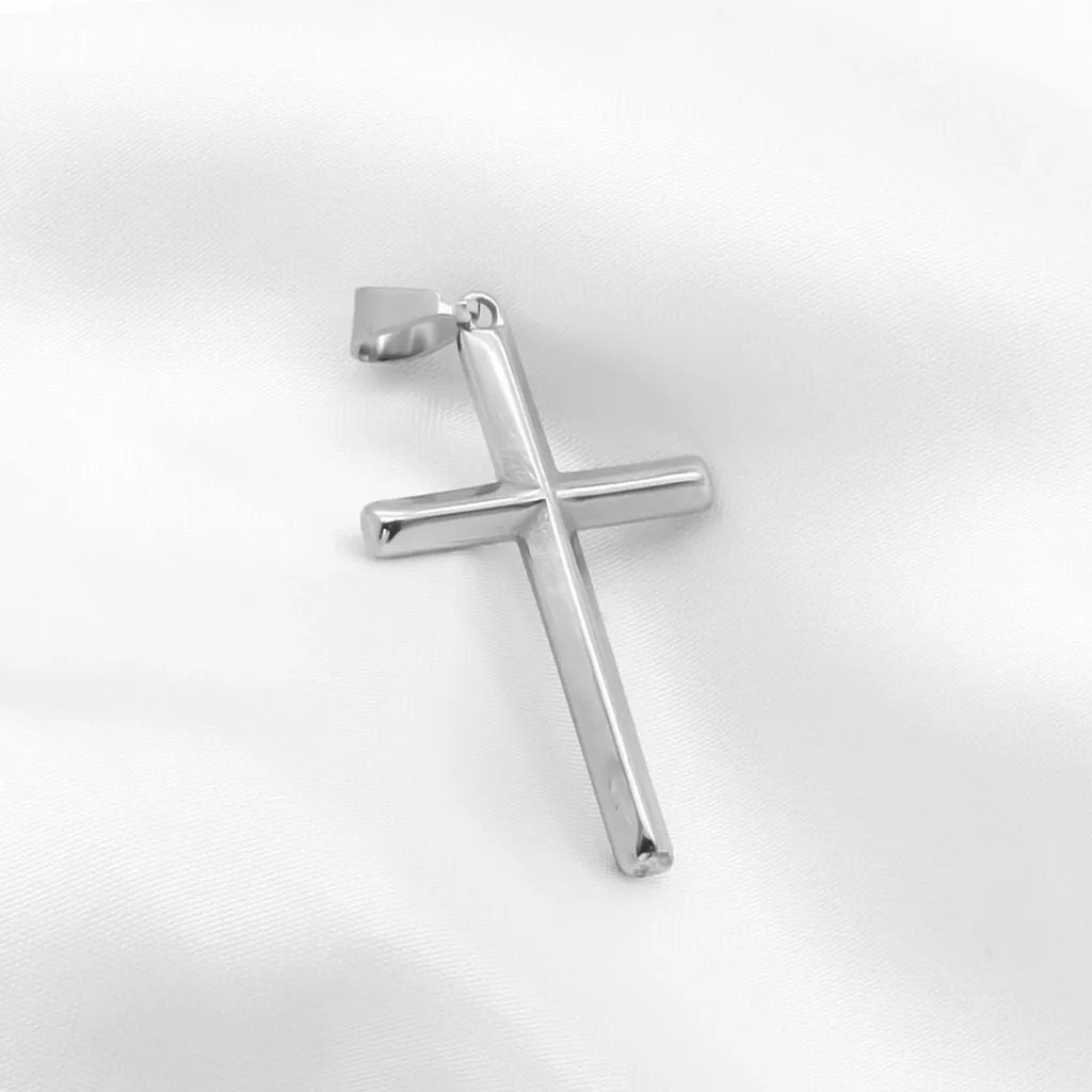 High Polished Plain Cross Pendant - Silver