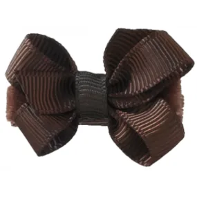 No Slippy Hair Clippy Haley Mini Grosgrain Bow Brown