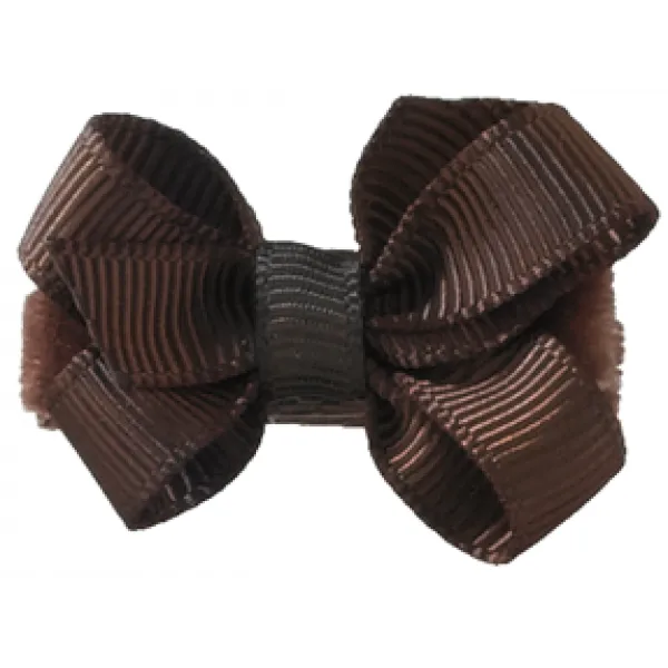 No Slippy Hair Clippy Haley Mini Grosgrain Bow Brown