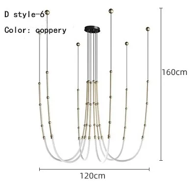 Nordic Ltalian Designer Living Room Lobby Lamps Simple Modern Bedroom Hotel Restaurant Lighting Linear Creative Chandelier
