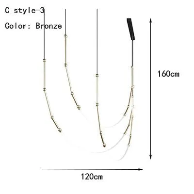 Nordic Ltalian Designer Living Room Lobby Lamps Simple Modern Bedroom Hotel Restaurant Lighting Linear Creative Chandelier