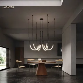 Nordic Ltalian Designer Living Room Lobby Lamps Simple Modern Bedroom Hotel Restaurant Lighting Linear Creative Chandelier