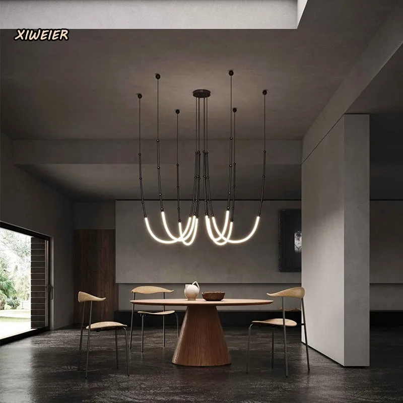 Nordic Ltalian Designer Living Room Lobby Lamps Simple Modern Bedroom Hotel Restaurant Lighting Linear Creative Chandelier