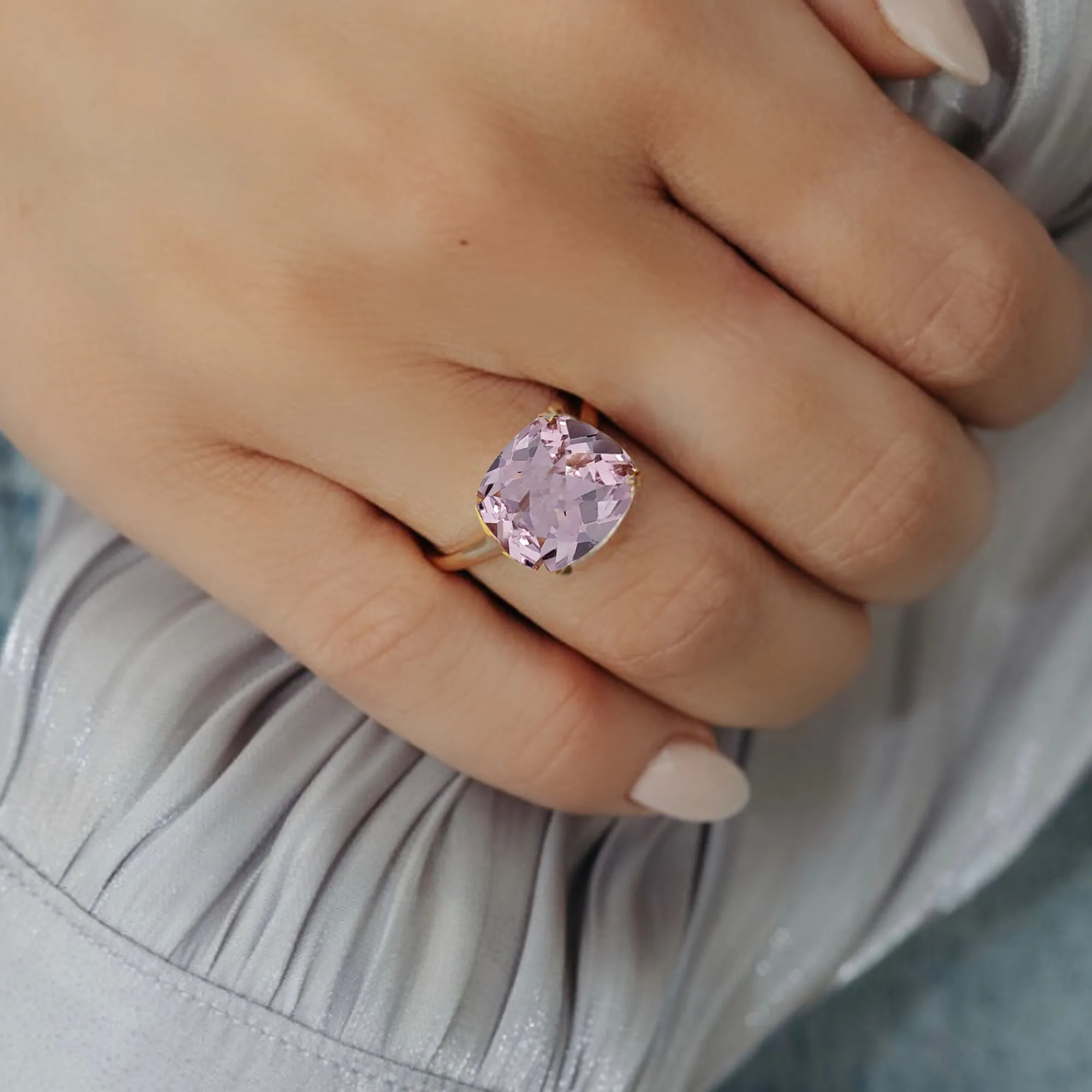 Pink Amethyst Briolette Collection Ring