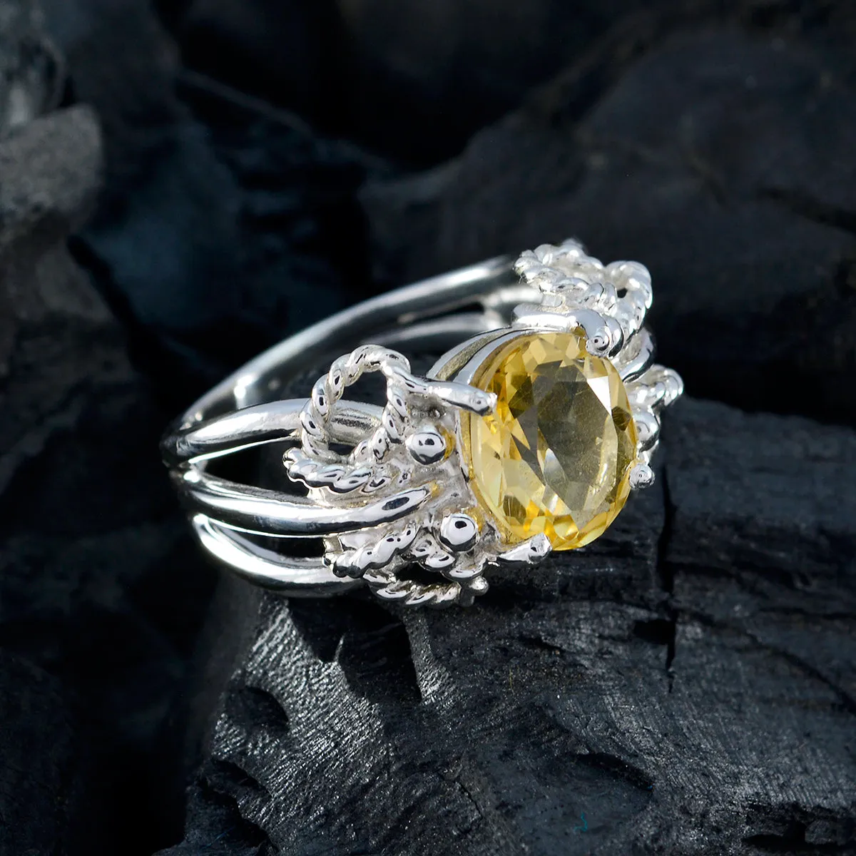 Pleasing Gemstones Citrine 925 Sterling Silver Rings Rose Jewelry